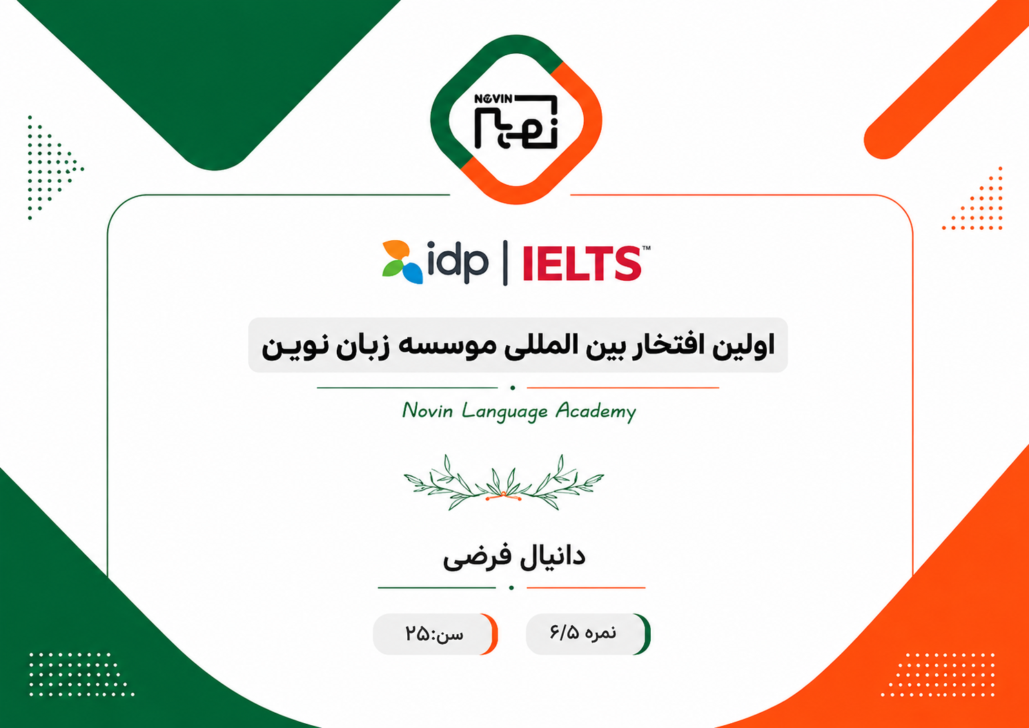 مدرک دانیال فرضی